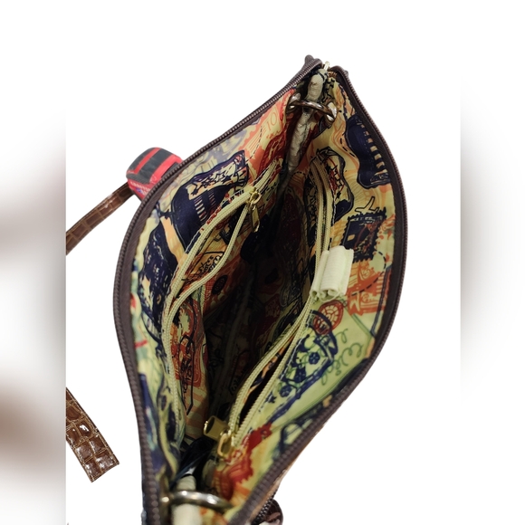 Samantha Brown Blue & Brown Croc Embossed Crossbody Purse - Picture 3 of 7